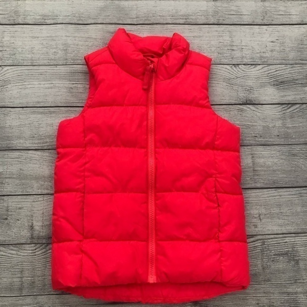 Old Navy Frost Free Bright Pink Puffer Vest Size XS X Small 5/6 EUC